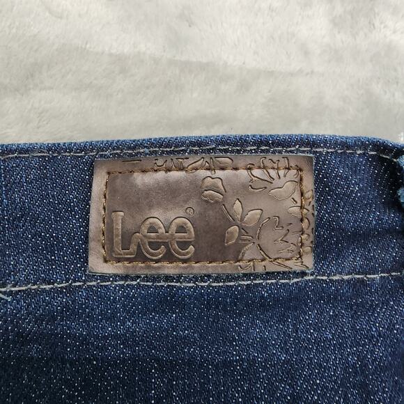 Lee Jeans Womens 12 SHORT Blue Relaxed Fit Side Elastic Mid Rise Stretch Denim - Picture 5 of 13